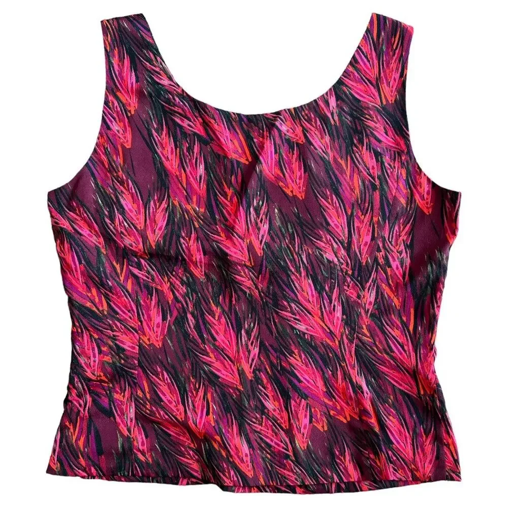 TAHARI ARTHUR S. LEVINE Pink Multicolor Printed Sleeveless Top, US8/M